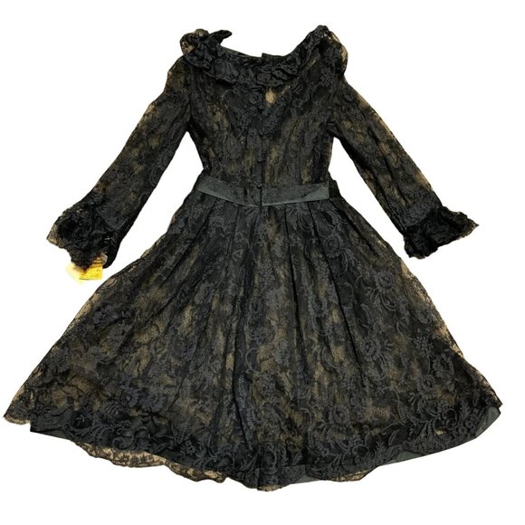 NWT BLACK LA BOUTIQUE EVENING COCKTAIL DRESS SZ 6 1950s SHEER LACE WOMENS - Picture 1 of 6